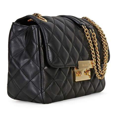 black leather bag michael kors|michael kors quilted bag black.